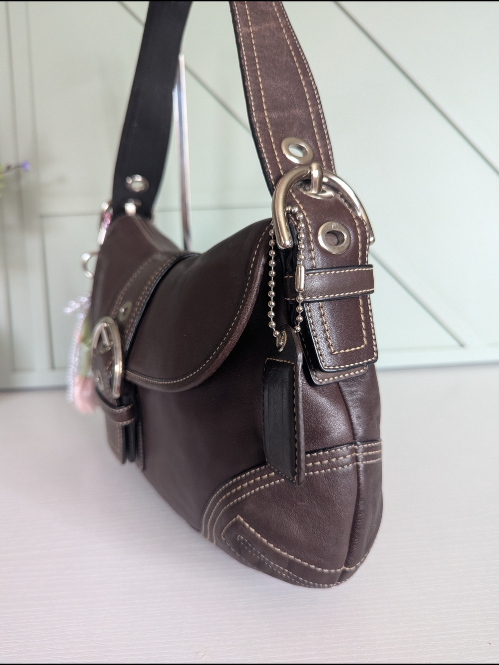 VINTAGE Coach Brown Soho Flap Hobo Shoulder Bag - Picture 4 of 10